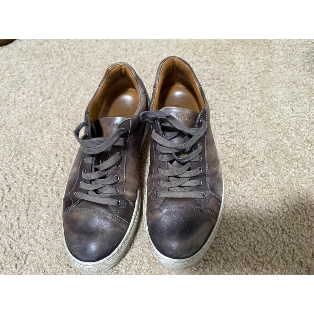 Magnanni Mens Jackson Sneakers Cognac Brown White Leather Lace Fashion Shoe 9 M